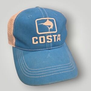 Costa Del Mar Fishing‎ Hat Mens OSFM Trucker Snapback Marlin Logo Blue Mesh Back